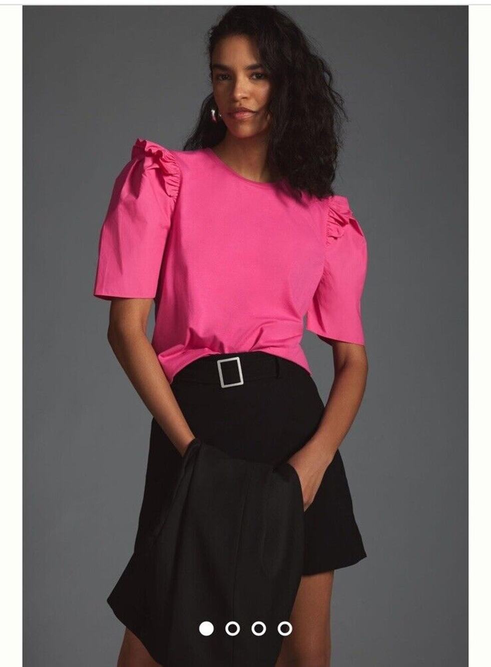 Anthropologie English Factory Shirt Womens Size XS ruffle sleeve top Pink NWT